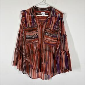 MISA Los Angeles Stripe Bell Sleeve Blouse Size Small